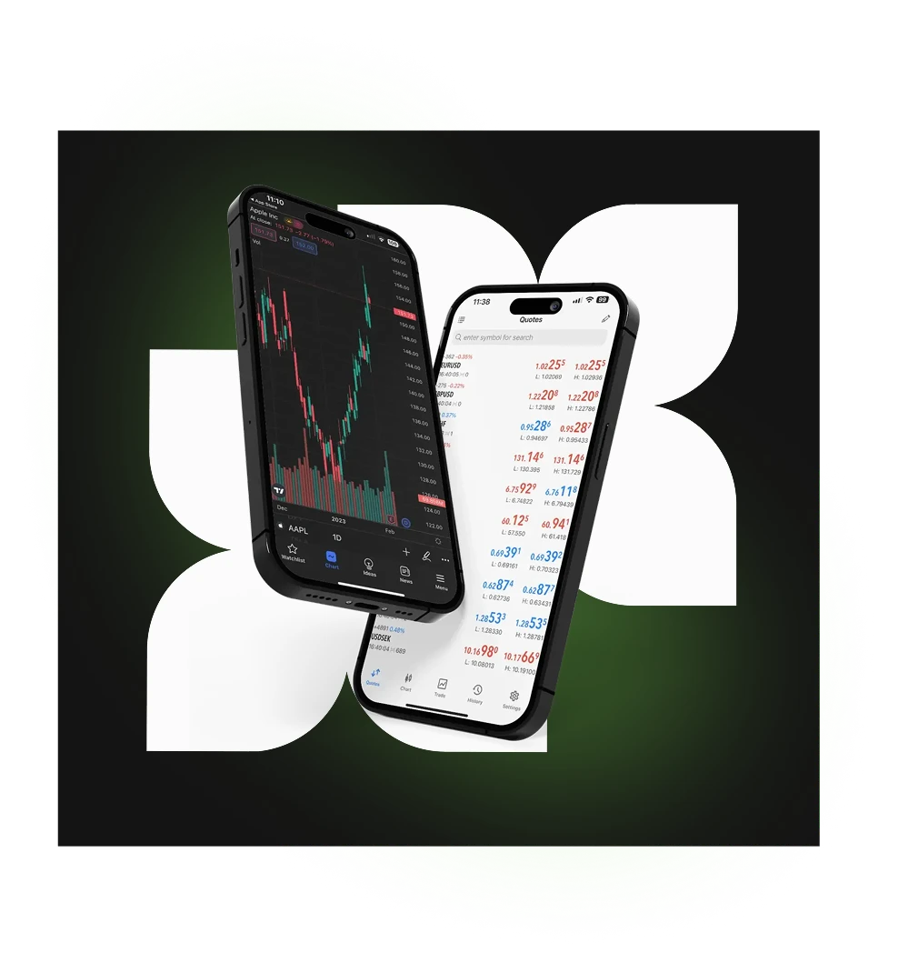 Tel?fonos mostrando una plataforma de trading