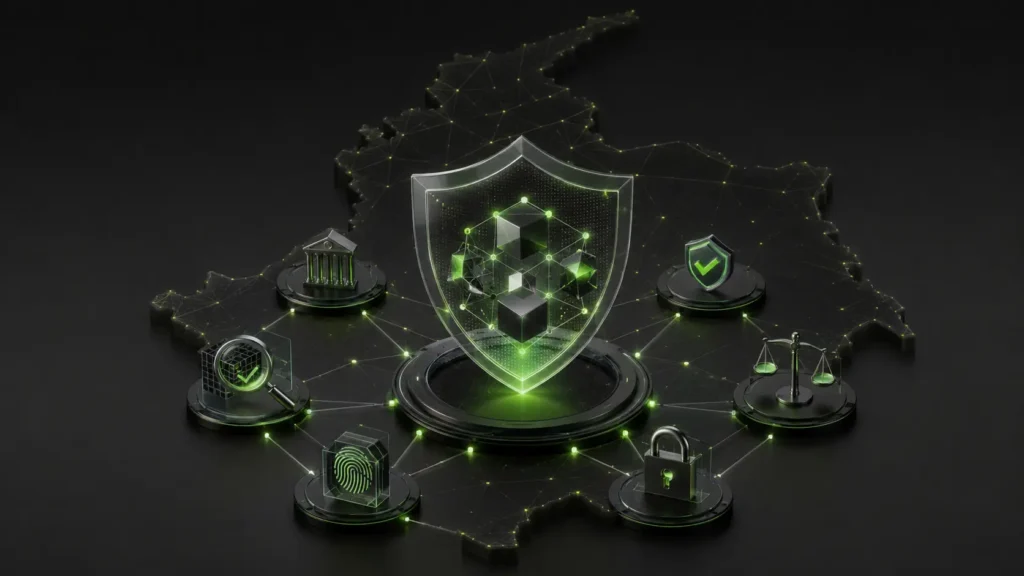 Mapa tecnológico de Colombia con protección digital para criptoactivos